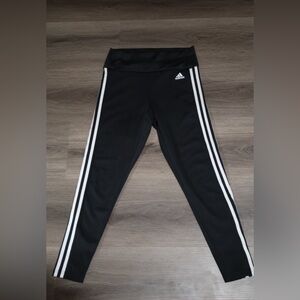 Adidas Climalite Women's Black High Waist Side Stripes Logo Active Leggings Sz M